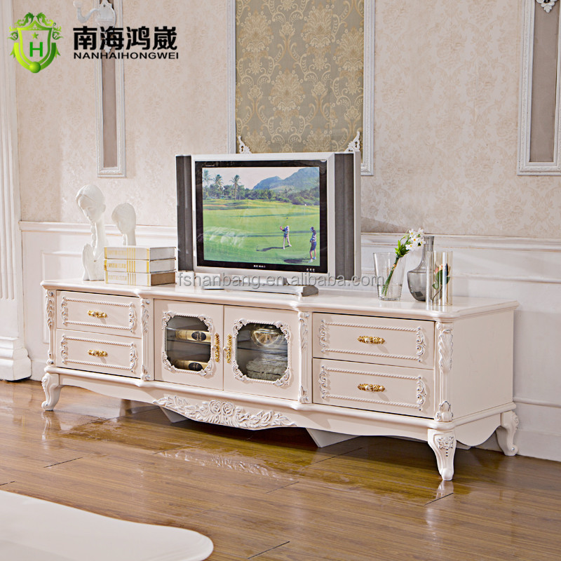 古典的なフランスの家具の設計1つ2リビングルーム木製ドアガラスディスプレイキャビネットテレビ仕入れ・メーカー・工場