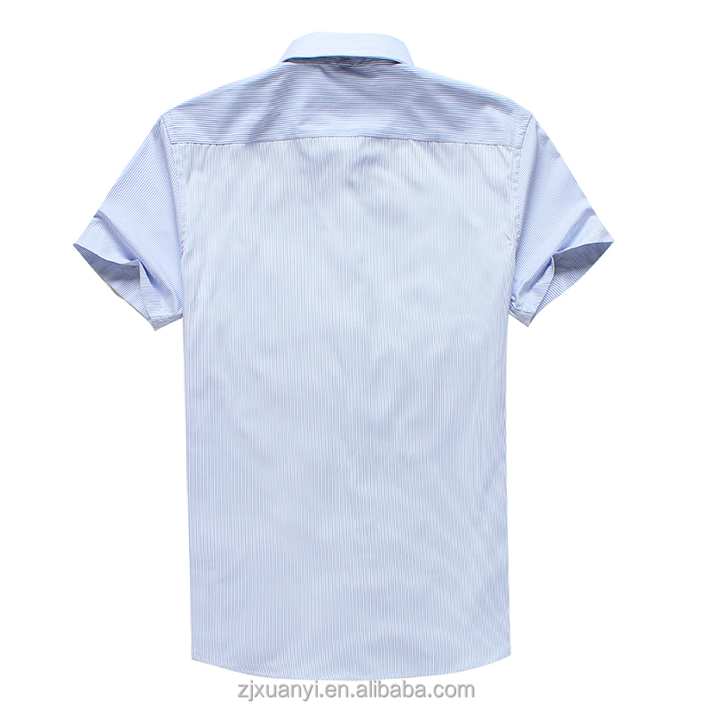 半袖シャツ義烏2015新しいライトブルーストライプメンズシャツスリムフィットソリッドカラーブリティッシュスタイルカジュアルな男性のシャツ仕入れ・メーカー・工場
