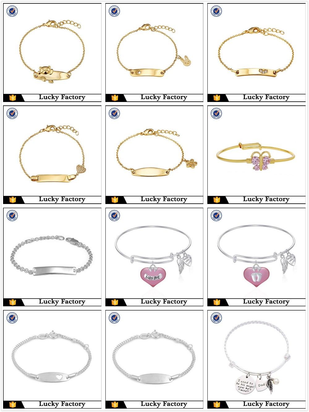 18k Gold Plated Brass Baby Bear ID Rolo Link Chain Girls  Adjustable Tag Bracelet_.jpg
