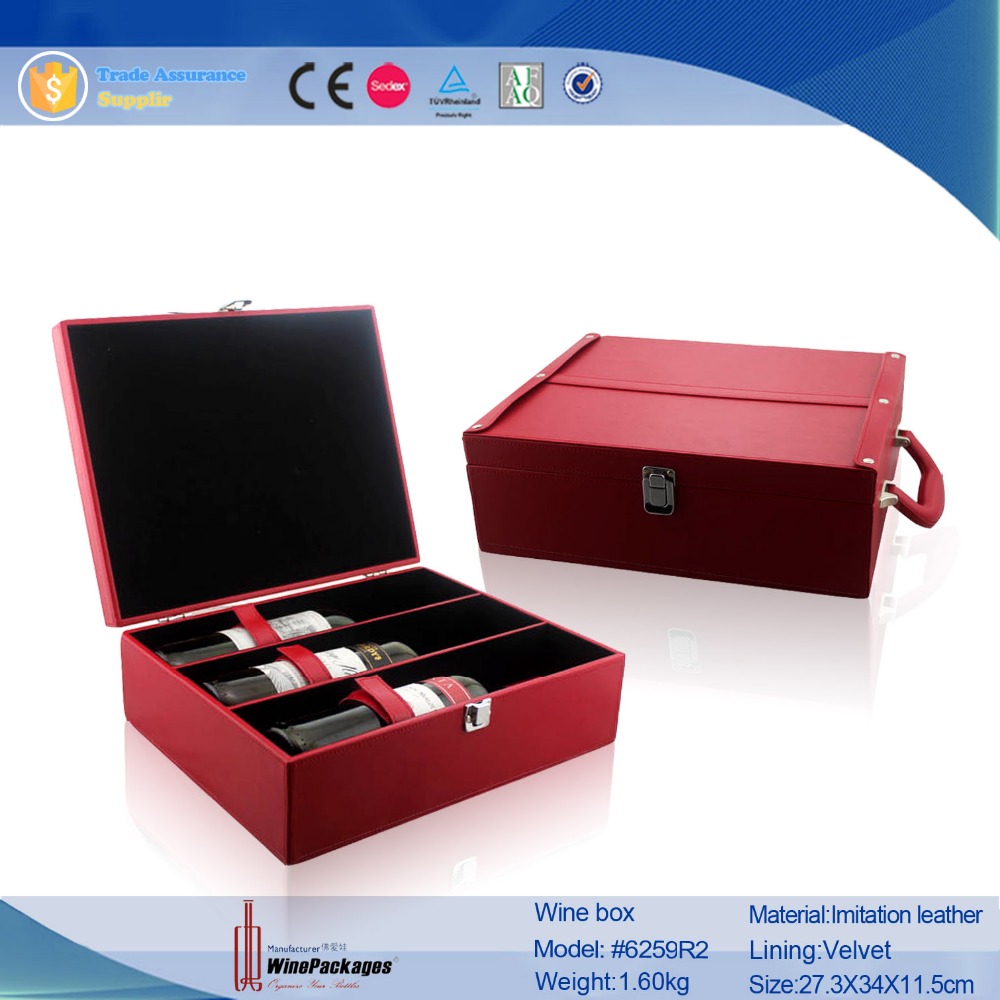 custom wine packaging carry case,wine gift box for 3 bottle