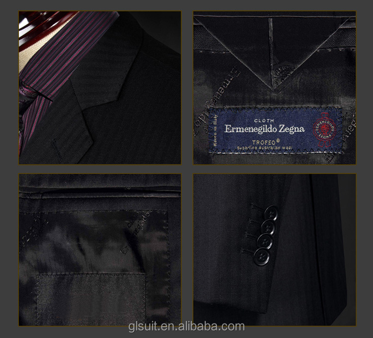 100%wool two button notch Lapel black custom suit問屋・仕入れ・卸・卸売り