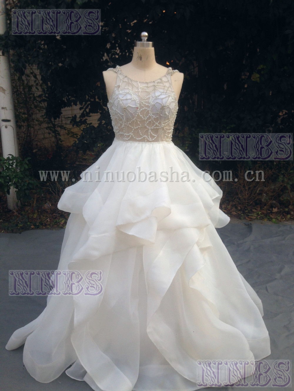 product jewel organza wedding dress with ruffled skirt product jewel organza wedding dress with ruffled skirt
