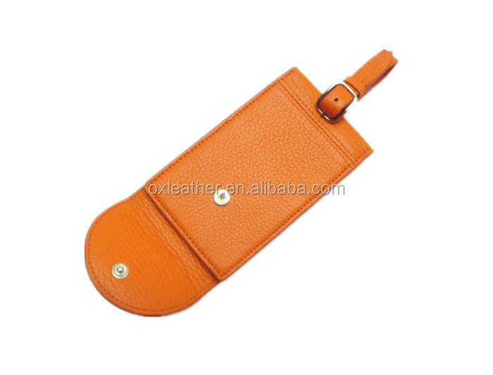 本革素材オレンジ色の荷物の荷物のタグのトラベルタグ紙で個人的なレザーのラゲージタグ2015の革ギフトアイテム仕入れ・メーカー・工場
