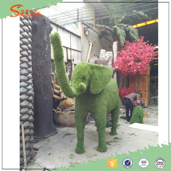 ホット販売人工動物グリーン彫刻カスタマイズ さ れ た ガーデン グリーン彫刻プラスチック大型人工象彫刻仕入れ・メーカー・工場