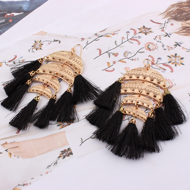 Wholesale Bohemia Style Statement Earrings Fashion Jewelry Metal Cotton Tassel Earring Buy