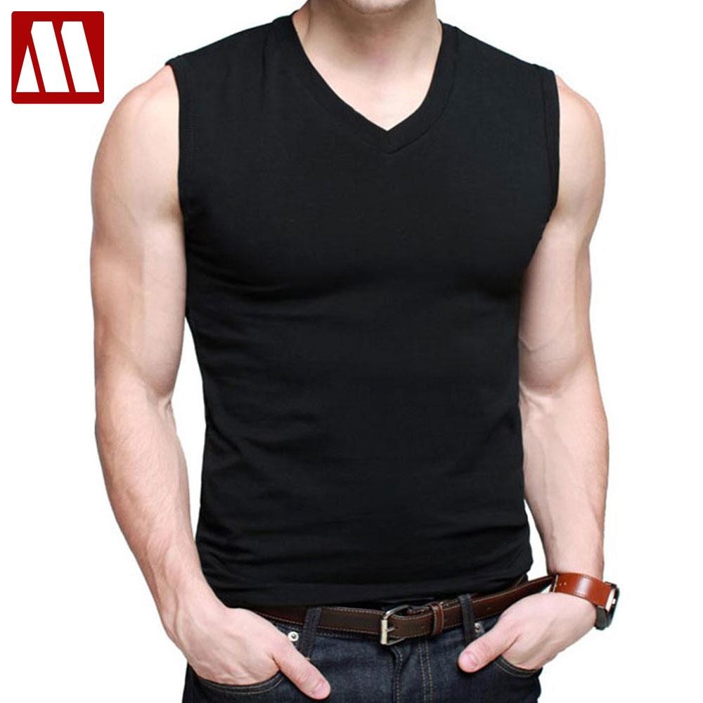 Mens-Cotton-T-Shirts-V-Neck-Short-Sleeve-Summer-Fashion-Male-font-b-Muscle-b-font