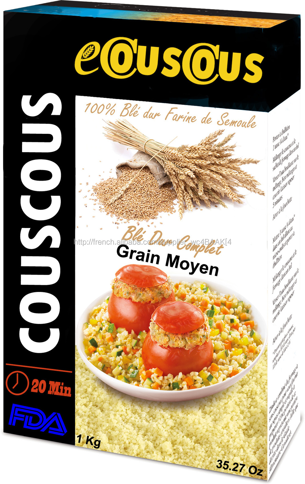 Couscous casher certifié. Couscous avec ISO Certificat. Couscous vente