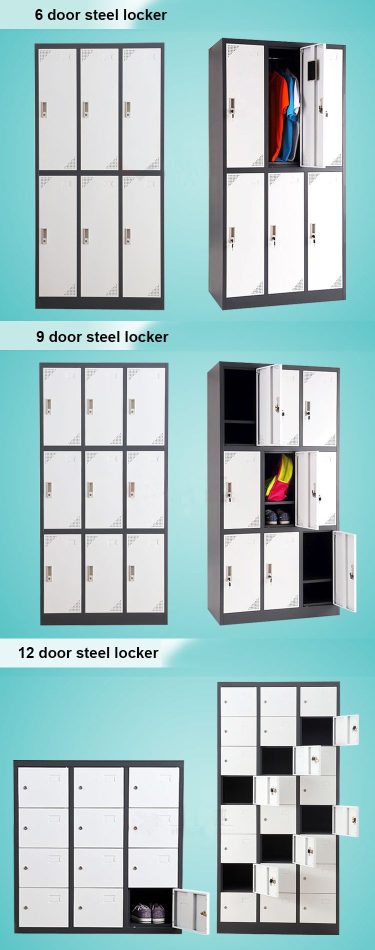 Metalen opbergkast in staal met dubbele deur inserts en lade ...