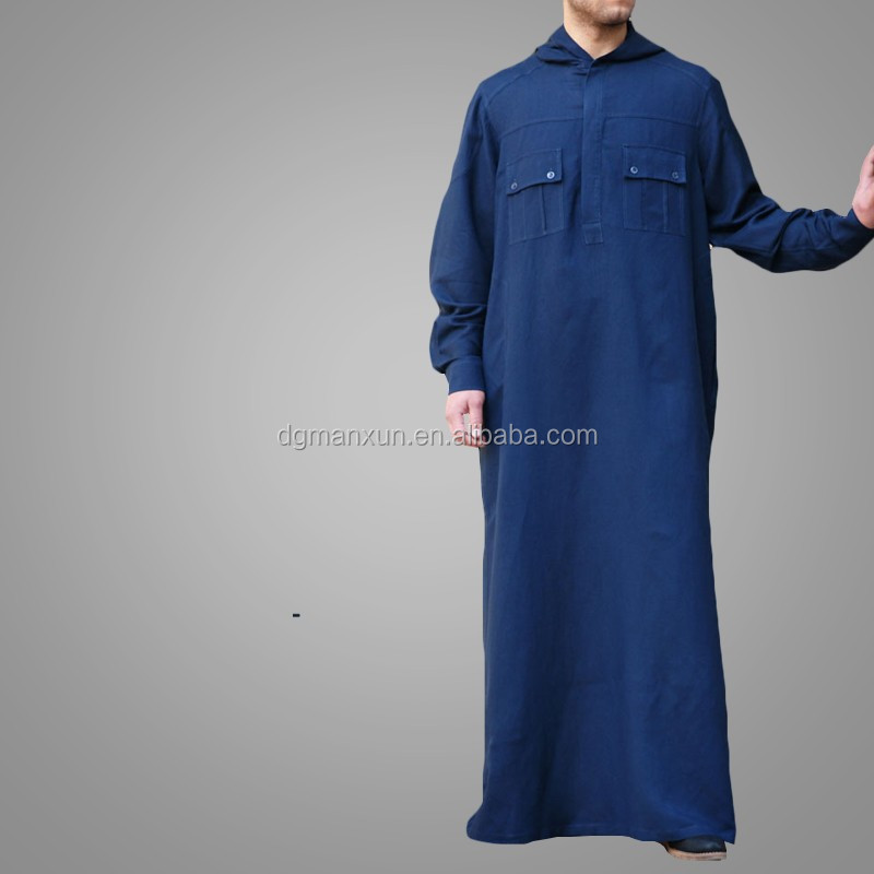 Latest hooded kuwait style men thobe arabic men daffah thobe4.jpg