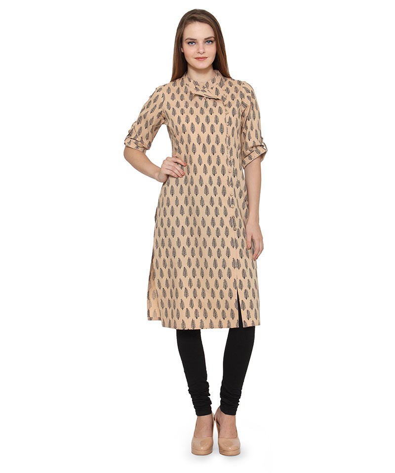 Ladies Casual Angrakha Style Front Open Ethnic Kurta Kurti Chinese