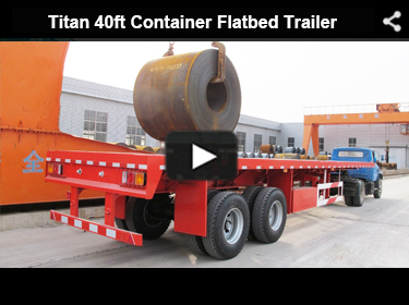 TITAN Tri-axle 20ft 40ft flatbed trailer , 40 ton flatbed semi trailer , flatbed trailer with container lock