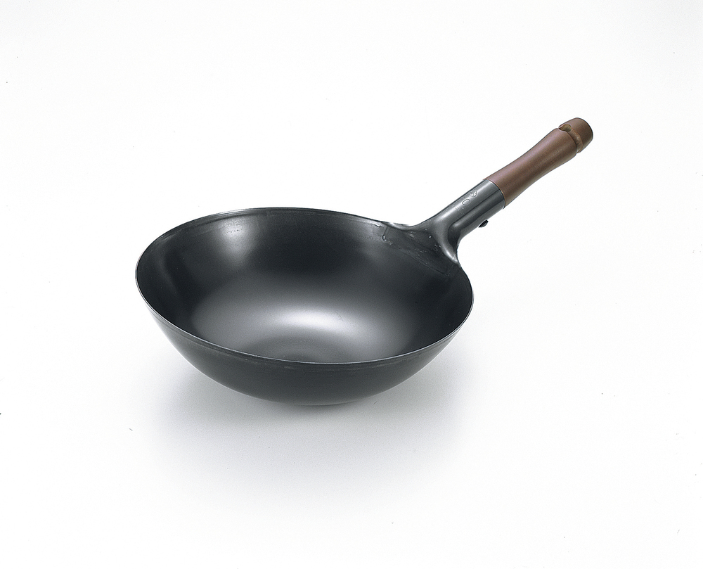 料理おいしいで蒸気を鉄の中華鍋の木製ハンドル30cm( 11.81in)問屋・仕入れ・卸・卸売り