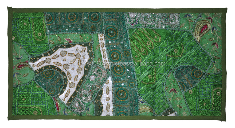 インドの伝統的な刺繍とスパンコールの仕事を飾り立てる美しいパッチワークのコットン壁のタペストリーを掛ける問屋・仕入れ・卸・卸売り