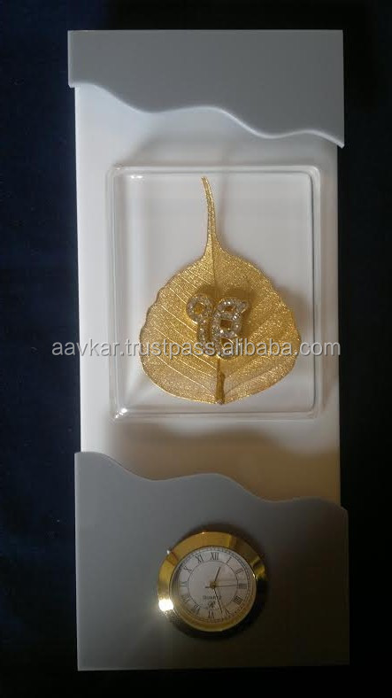 最新の壁のフレームgnesha金メッキ自然な葉の時計付き問屋・仕入れ・卸・卸売り