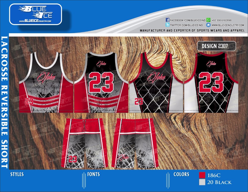 blue ice lacrosse reversible pinnies customized shorts supplier