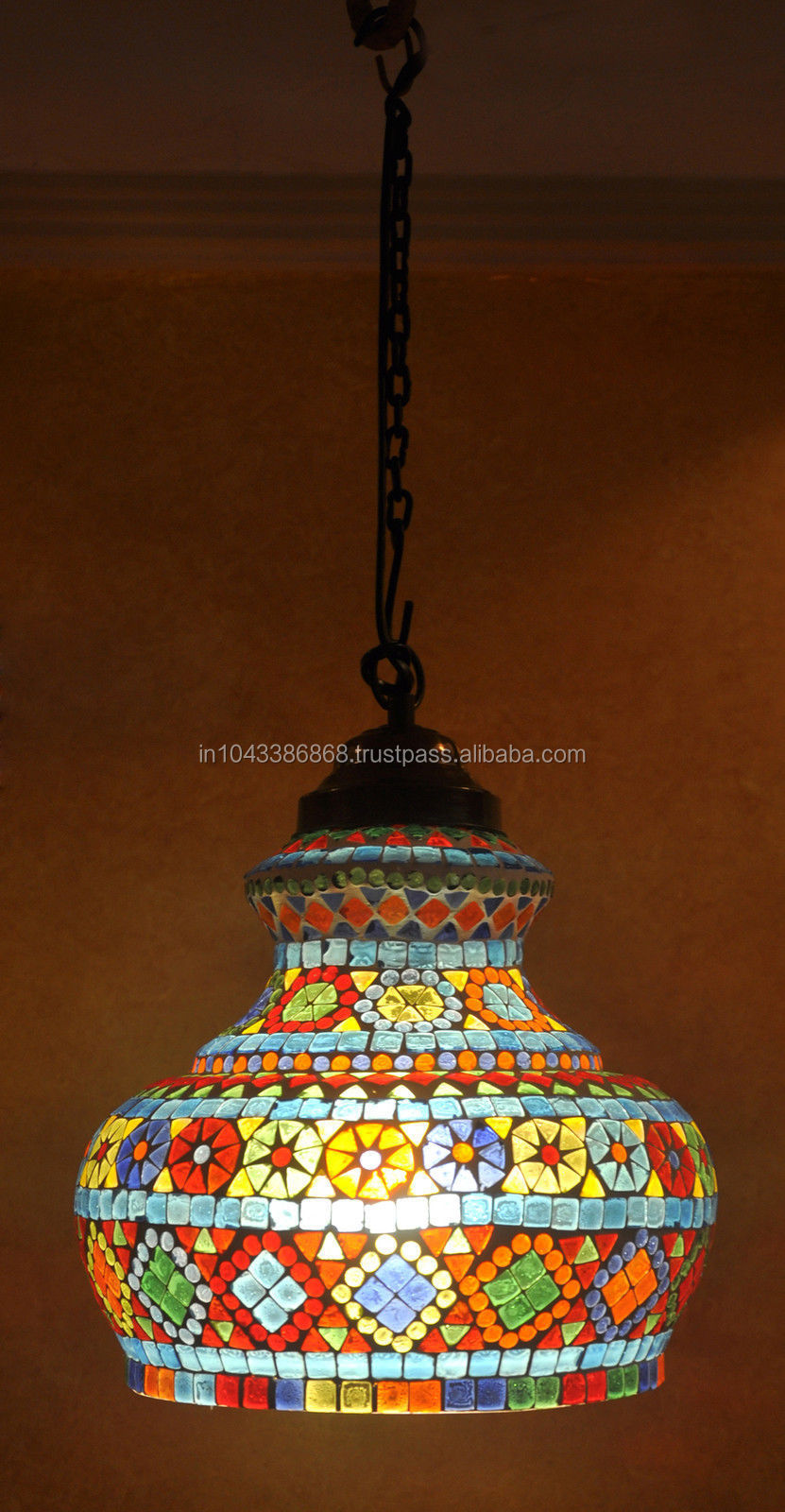 ヴィンテージ装飾的なインドのガラスの天井のランプ、 卸売業者の装飾的なガラスのペンダントランプ問屋・仕入れ・卸・卸売り