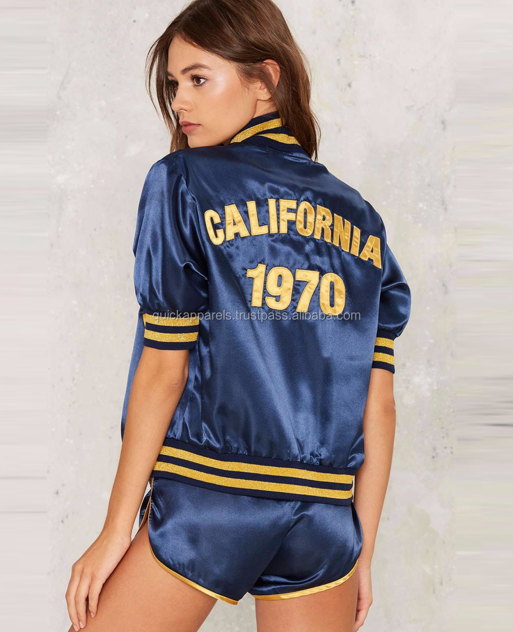 Women's Varsity Jacket for Baseball Letterman Bomber of Navy Blue