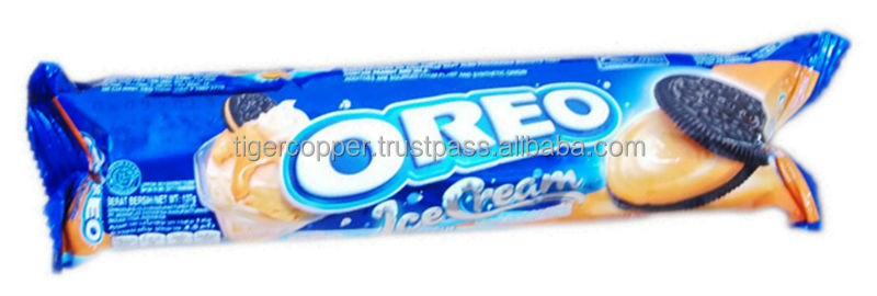 OREO CHOCOLATE SANDWICH COOKIES ICE CREAM ORANGE FLAVOR PACK 137G/OREO CHOCOLATE BISCUITS/OREO BISCUIT/OREO COOKIES