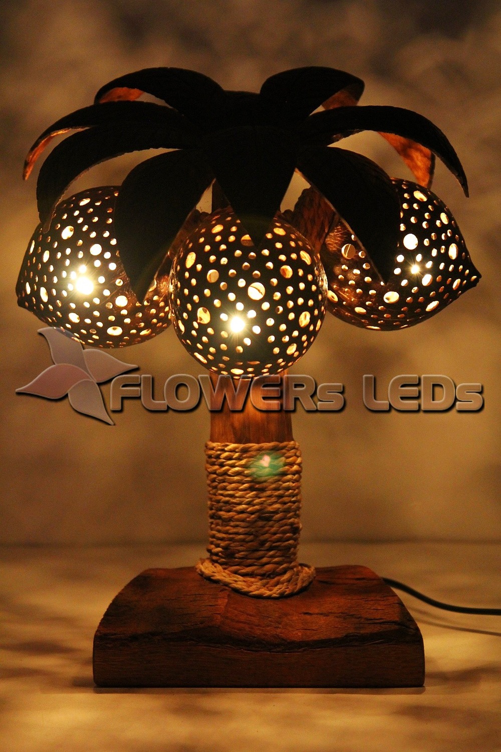 Kokosnoot lamp, verlichting, nachtverlichting, lampen voor home ...