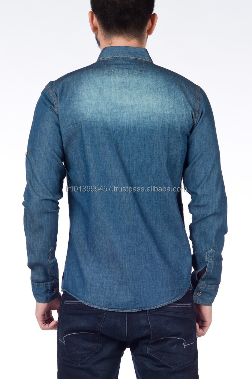 高品質のトルコ技量100%綿のジーンズ男性シャツ仕入れ・メーカー・工場