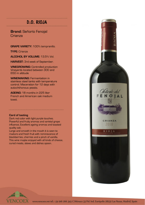 Spanish rioja red wine crianza,Spain Senorio Fenojal price supplier