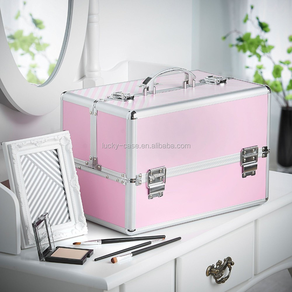 medium pink aluminium vanity case