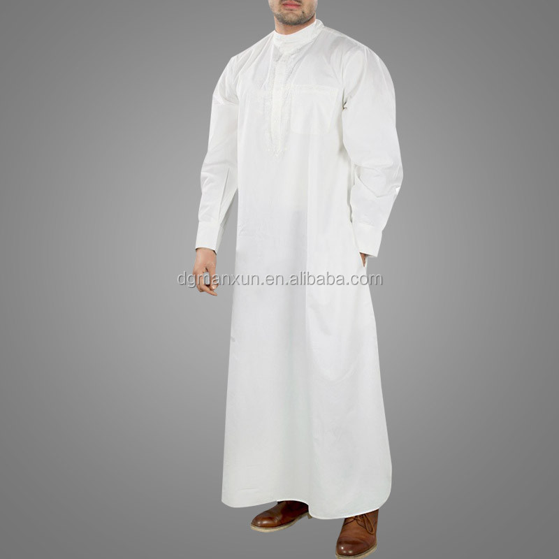 Wholesale High Quality Saudi Arabic Islamic Muslim Men White thobe (1).jpg