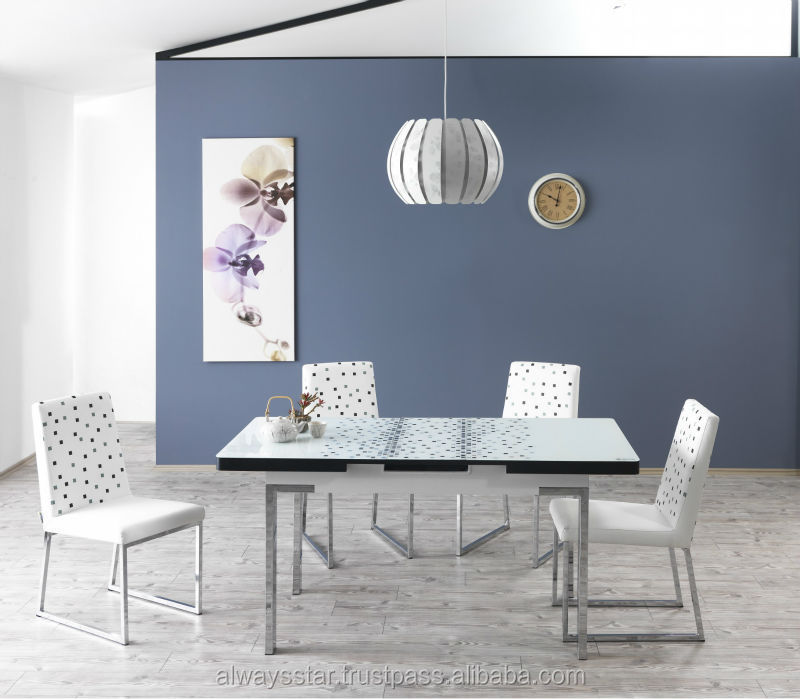 Risparmio di spazio vetro temperato bianco moderno tavolo da ... Tavolo in vetro temperato bianco