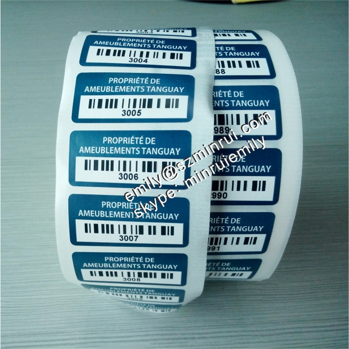 Custom Tamper Resistant Asset Barcode Stickers With Company Name Or