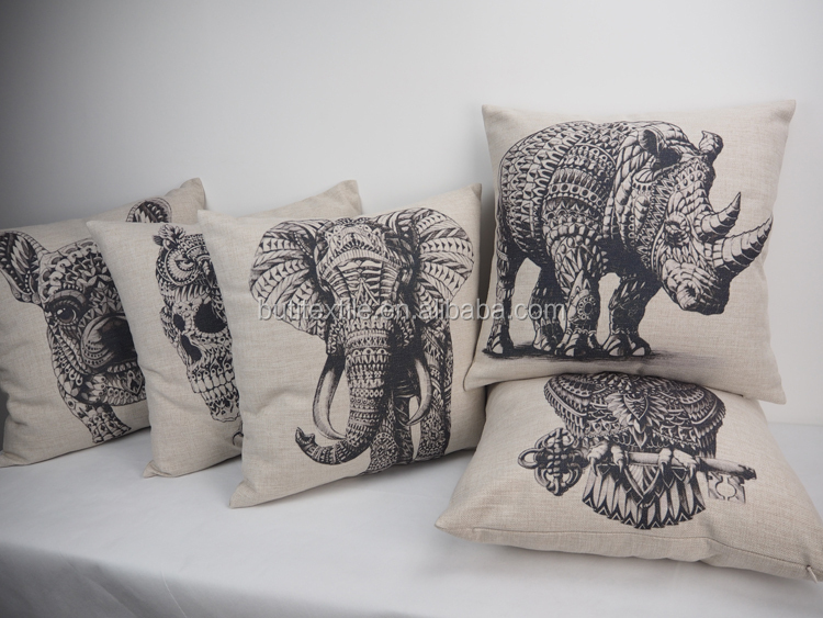 かわいい装飾的な動物の枕を投げるデジタル印刷されたリネン付/綿ファブリック仕入れ・メーカー・工場