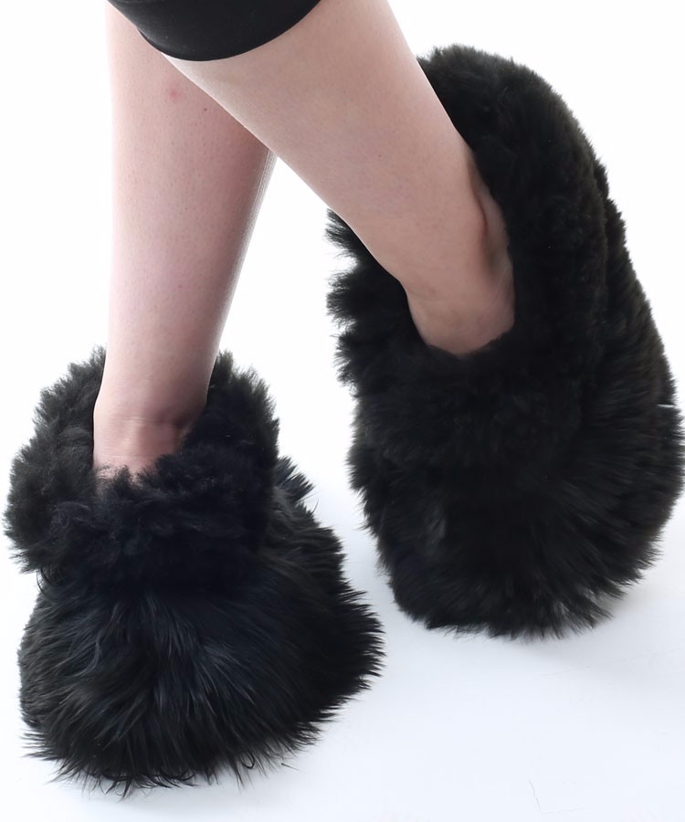 Super Baby Suri Fur Fuzzy Slippers. Peruvian Alpaca Slippers