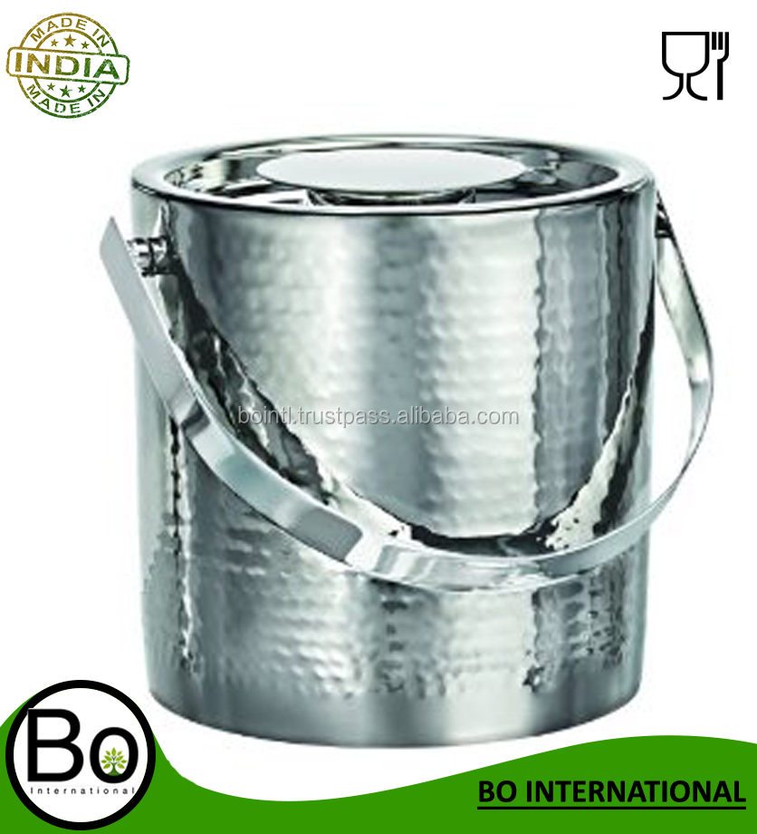 stainless steel vintage ice bucket with tongs 14.