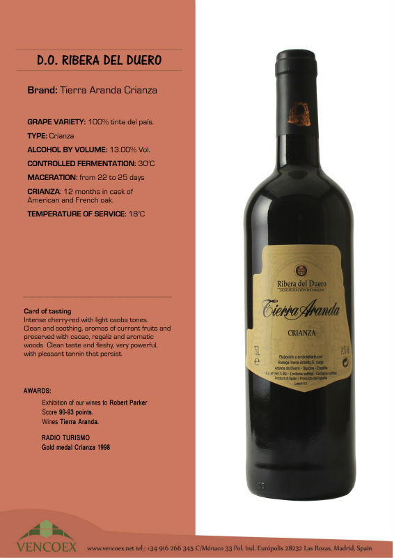 Spanish Ribera red wine Crianza