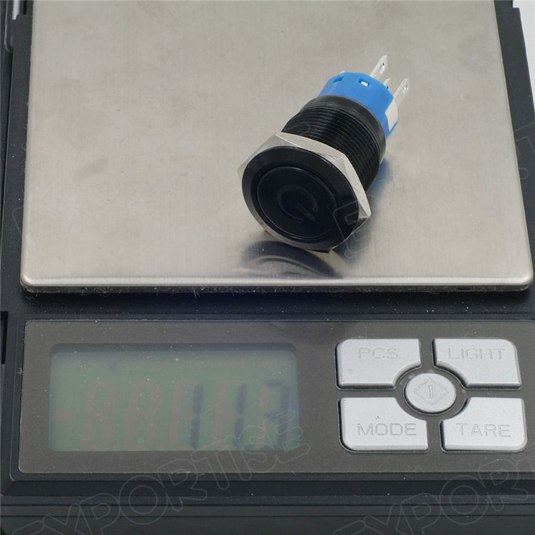 青色の電源リセット可能なシンボル12v19mm角目率いるスイッチプッシュボタン金属販売仕入れ・メーカー・工場
