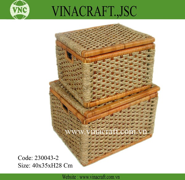 wicker laundry basket with lid