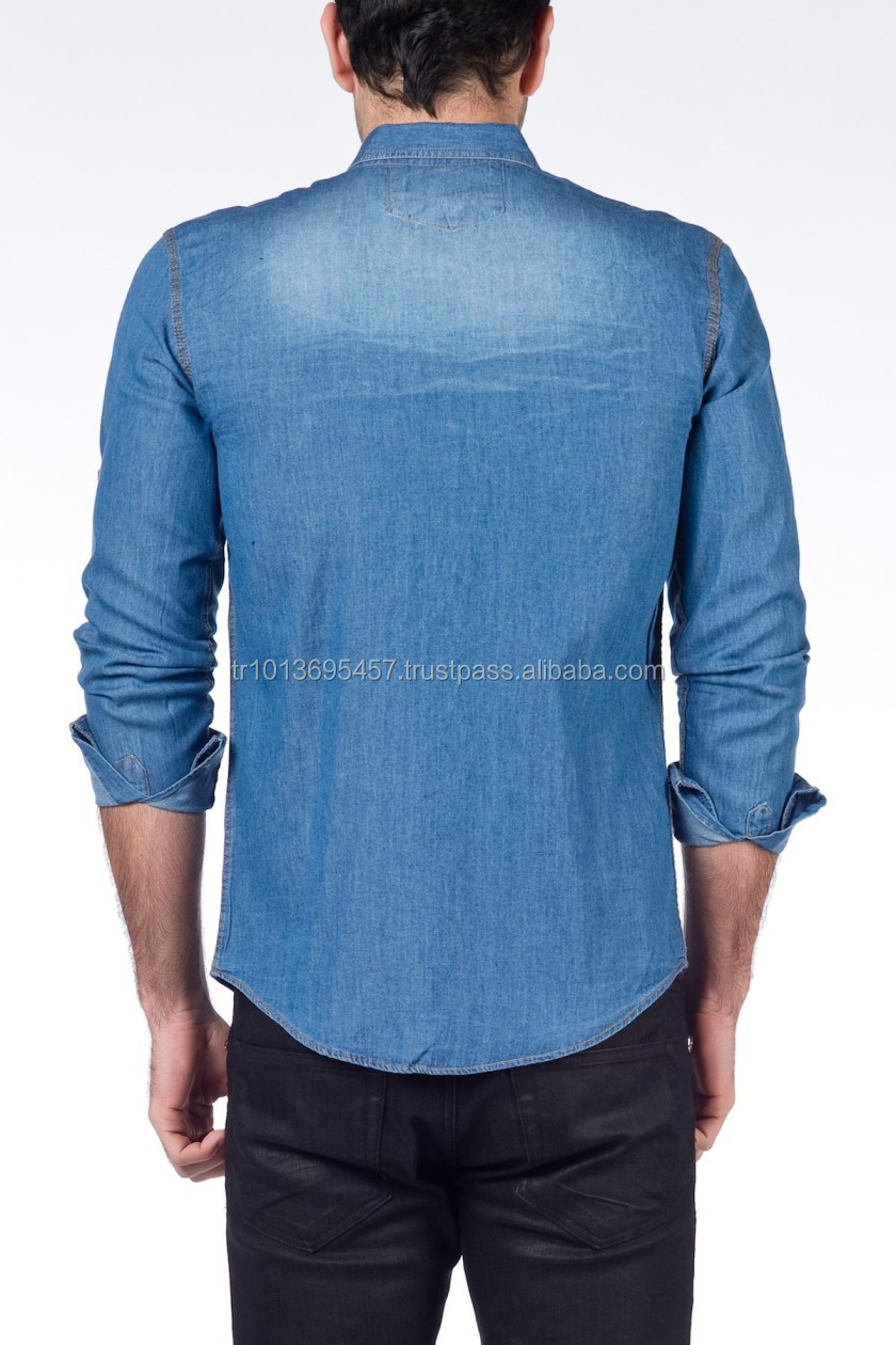 高品質のトルコ技量100%綿のジーンズ男性シャツ仕入れ・メーカー・工場