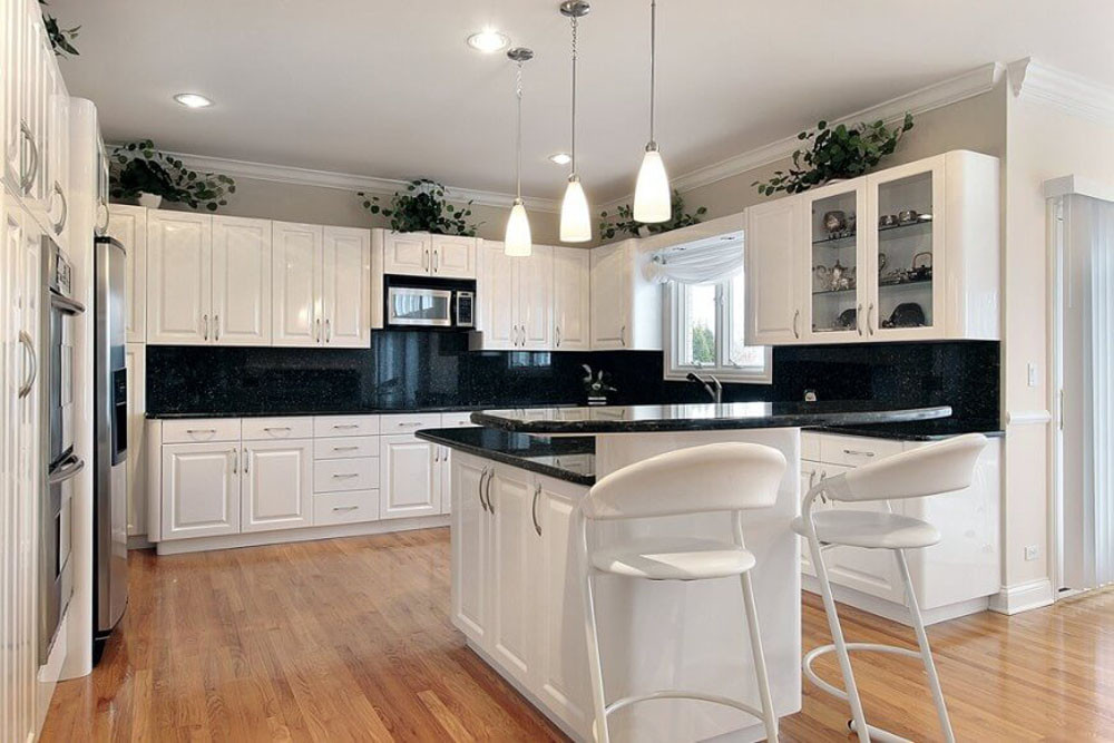  White Kitchen Cabinets Used for Large Space
