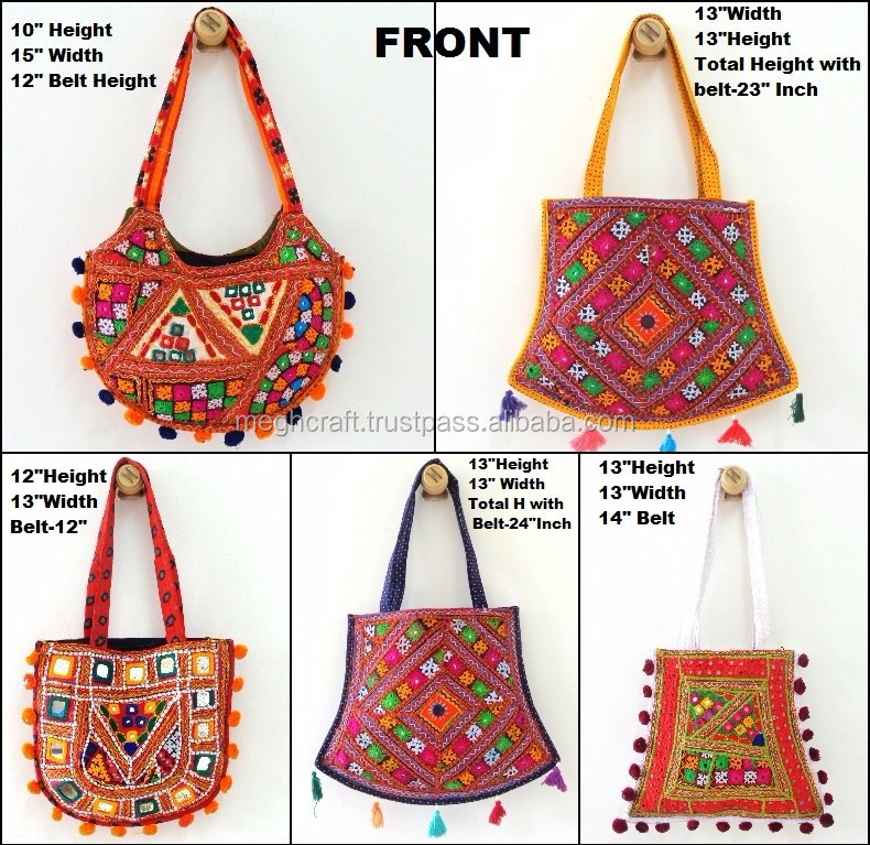 Canvas Embroidered Sutliyan Handmade Gujarati Multicolor Shoulder Bag,  Size: Large