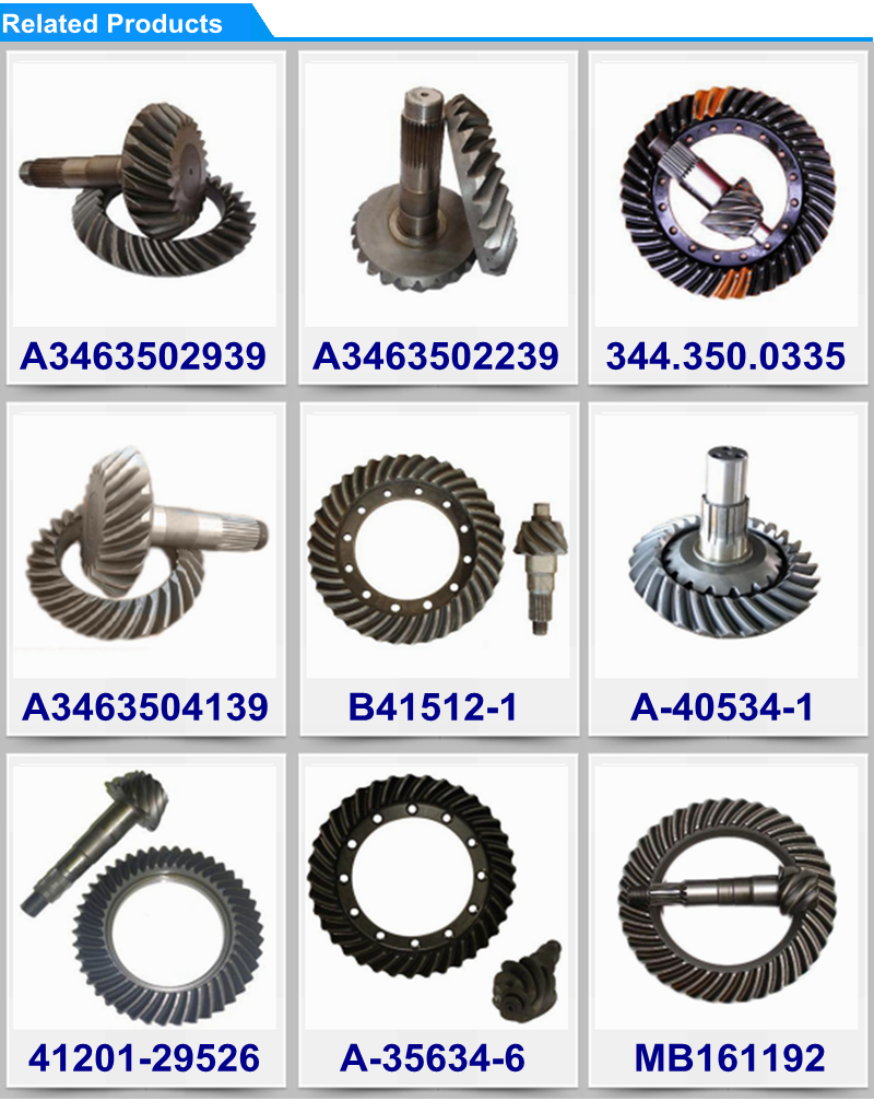 Truck Crown Wheel and Pinion Set Gear, Wholesale Transmission Spare Parts, Spiral Bevel Gear Crown Wheel and Pinion