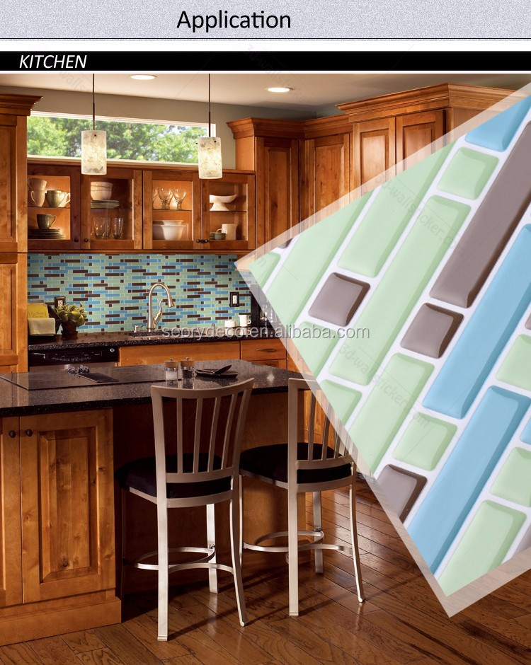 Alto brillo apariencia 3d adhesivo de vinilo azulejo de mosaico ...