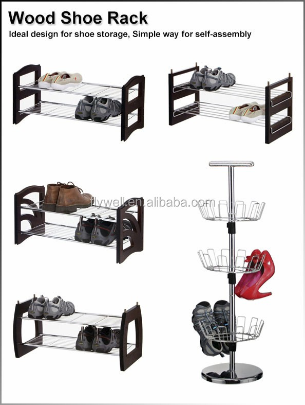 floor standing wooden shoe display rack