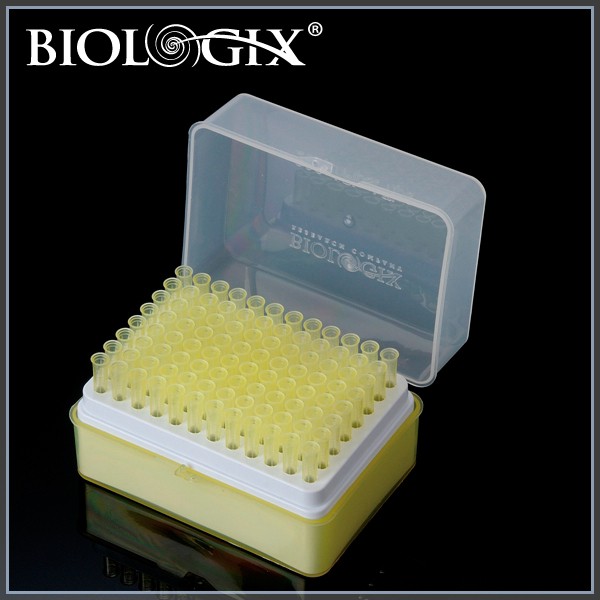 Biologix ppプラスチック黄色ピペット先端滅菌ラッキング96あたりラック使い捨てユニバーサルは、ほとんどpipettors仕入れ・メーカー・工場