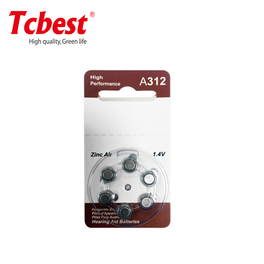 zinc-air cell,dendriticcell aid battery from tcbest model za312 type zinc air button cell