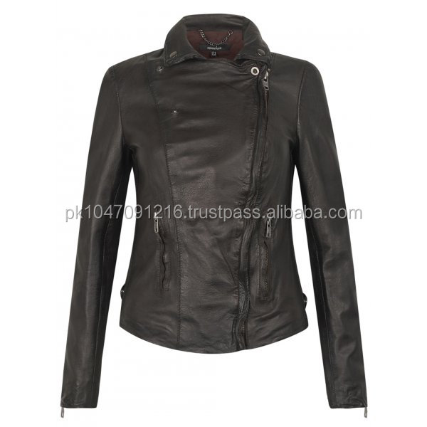 女性のバイカースタイルマーロンmonteria茶色の本革のジャケットのオートバイのすべてのサイズ問屋・仕入れ・卸・卸売り