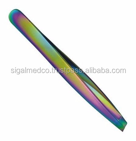 眉毛爪弾くピンセット/破片ピンセットマルチチタンコーティングされた眉毛ピンセット 問屋・仕入れ・卸・卸売り