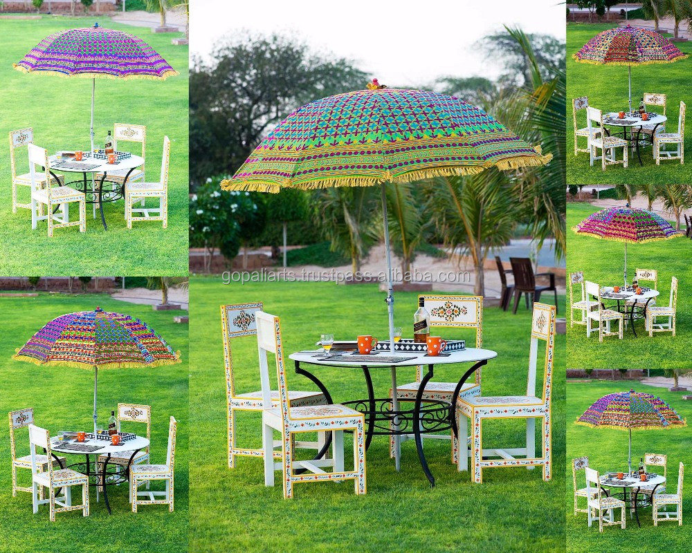 Garden Umbrellas Outdoor Patios Hand Embroidery Rajasthani Indian