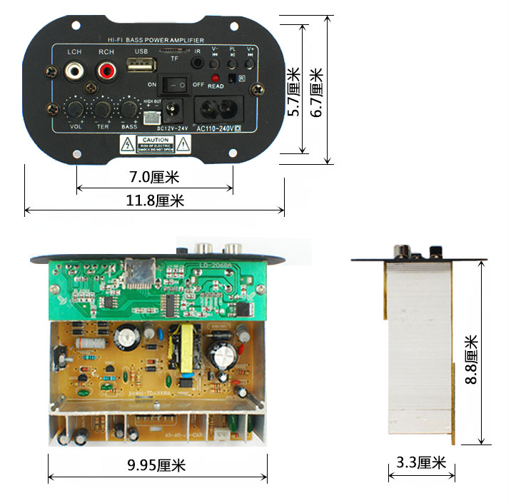 Taidacent - Amplificador de potencia para subwoofer de coche (220 V, 12 V,  24 V, amplificador de audio universal con Bluetooth integrado)