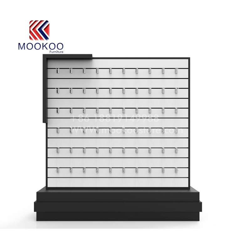 Black White Wooden Stainless Steel Wall Display Cabinet For Mobile