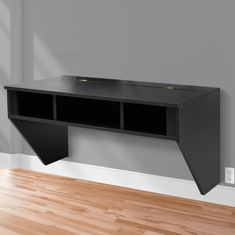 Wood Wall Mounted Floating Desk With Storage Black Buy Buy Wall